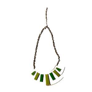 Unique Clear Acrylic Base Necklace with Color Stones and Gold Tone Chain. OS